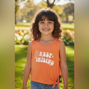 Ideology Orange Kids Tank Top with Positive Message
